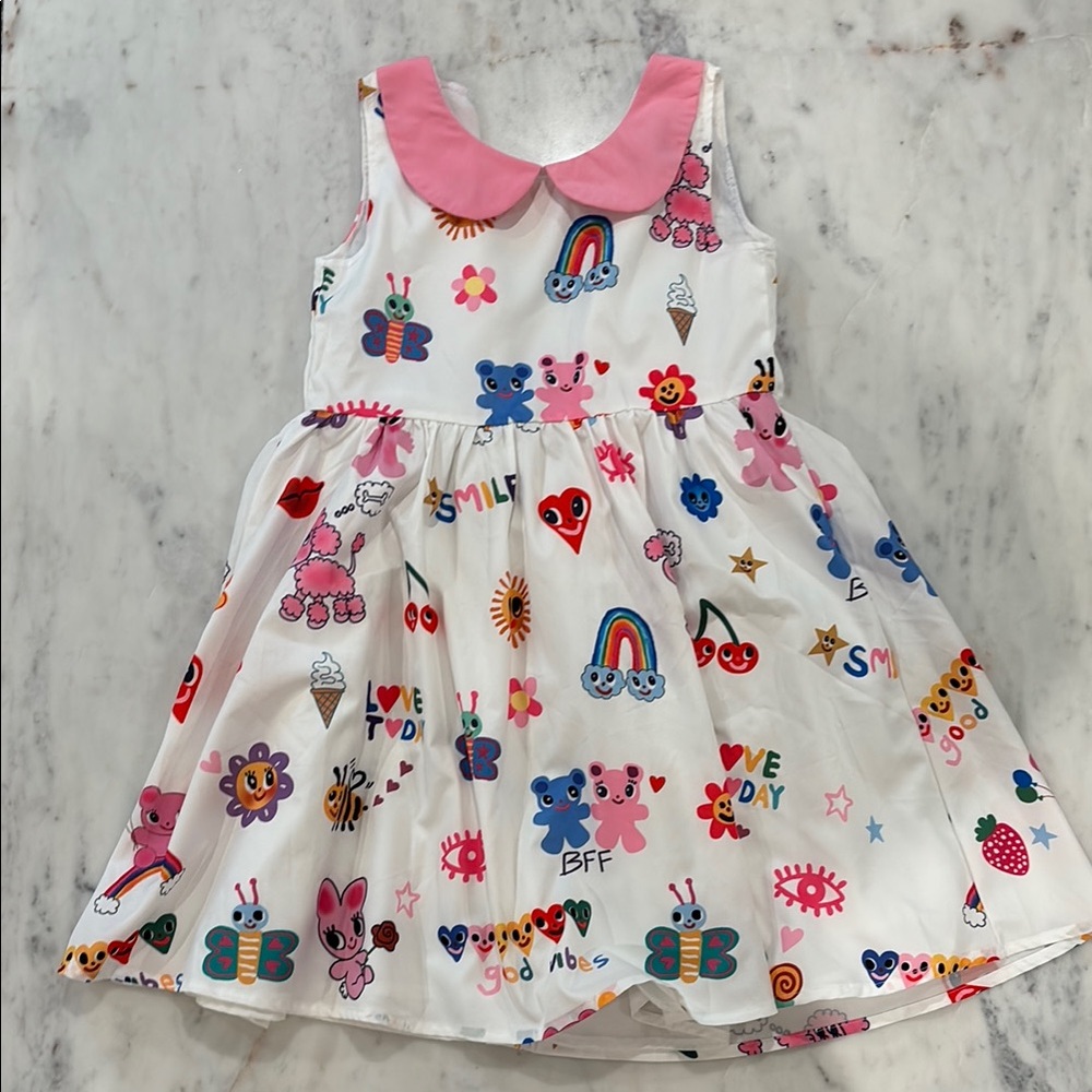 Lola + The Boys Colorful Print Dress with Pink Collar